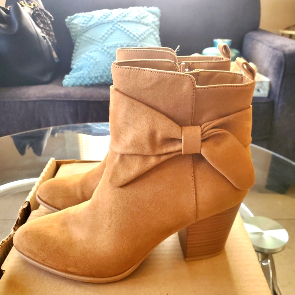 Tan Suede Booties Size 8